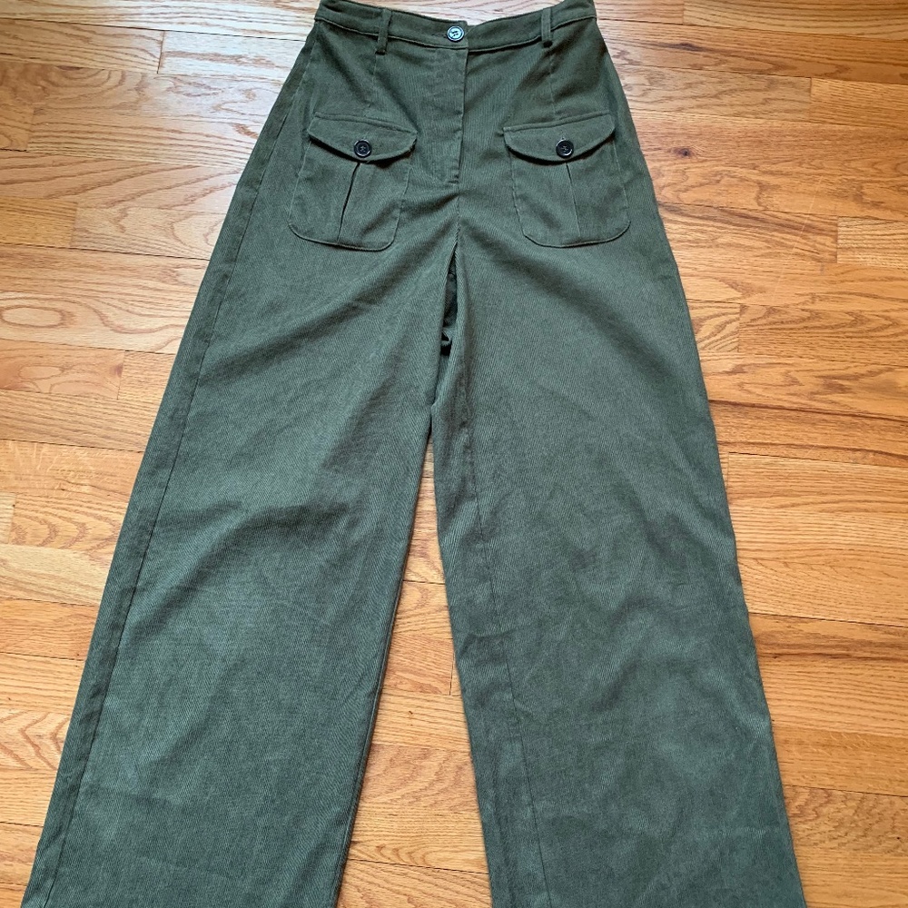 COURDAROY green FLARE PANTS